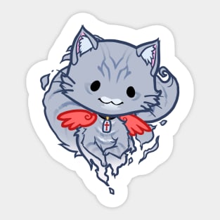 Halloween Chibi Winged Kitty - Grey Tabby Ghost Cat Sticker